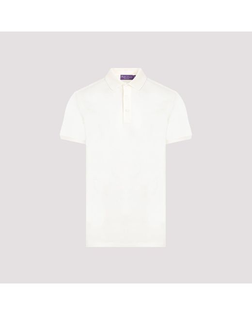 Ralph Lauren Purple Label White Cream Short Sleeve Cotton Polo for men