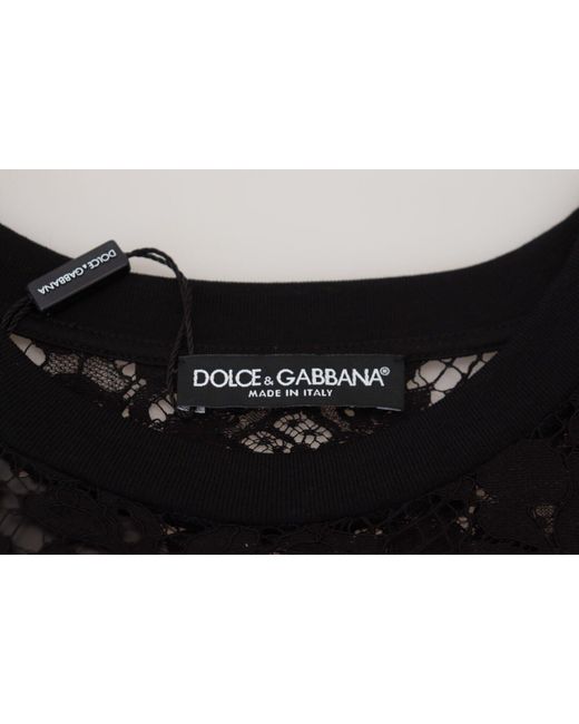 Dolce & Gabbana Black Elegant Floral Lace Shift Dres