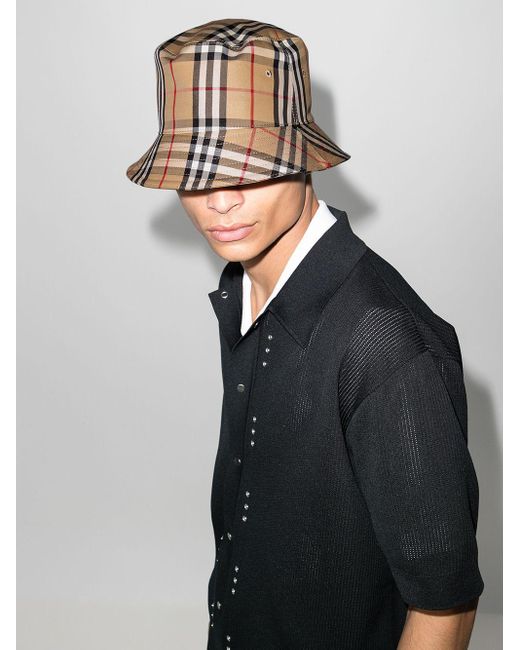 Burberry Vintage Check Bucket Hat in Natural for Men