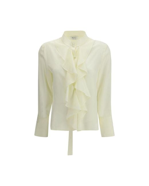 McQueen Green Bicolor Silk Blouse