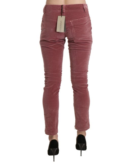 Ermanno Scervino Red Mid Waist Skinny Cotton Pants