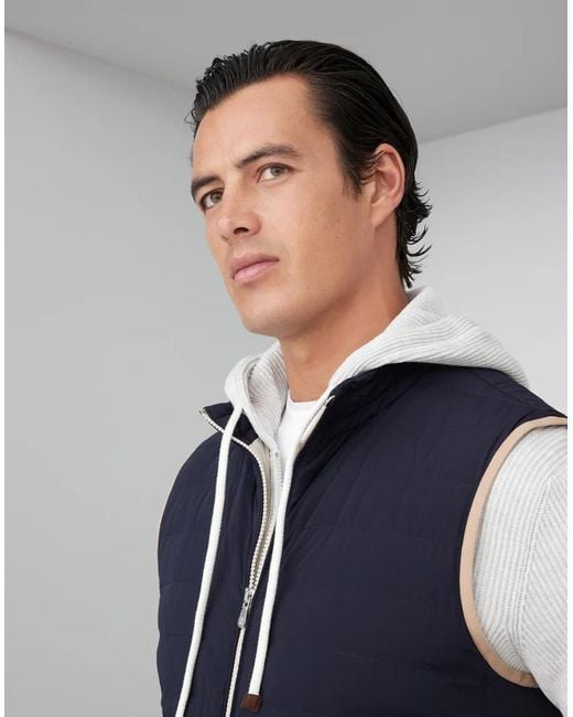 Brunello Cucinelli White Multicolor Polyamide Sleeveless Jacket for men