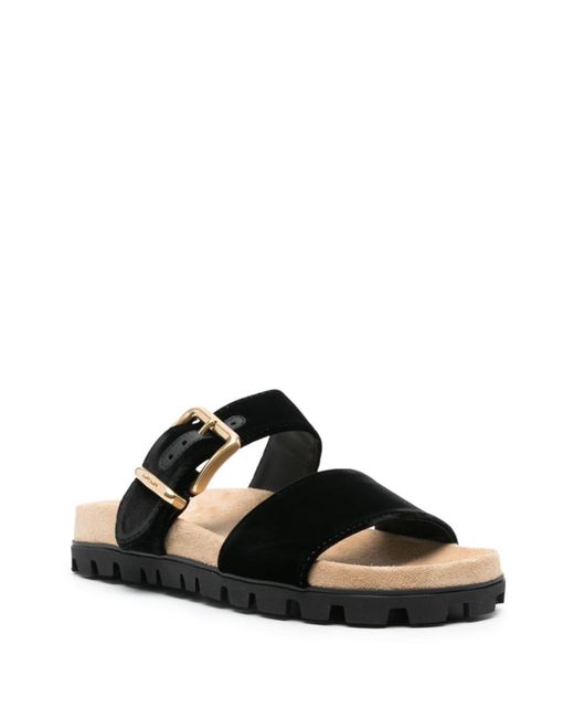 Miu Miu Black Suede Buckle Sandals