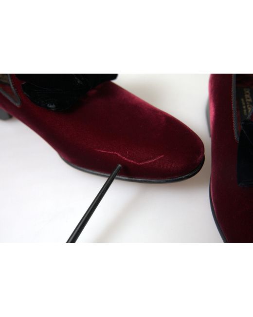 Dolce & Gabbana Brown Burgundy Velvet Loafers for men