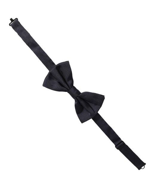 Dolce & Gabbana Men Dark Blue Silk Adjustable Neck Papillon Bow Tie for men