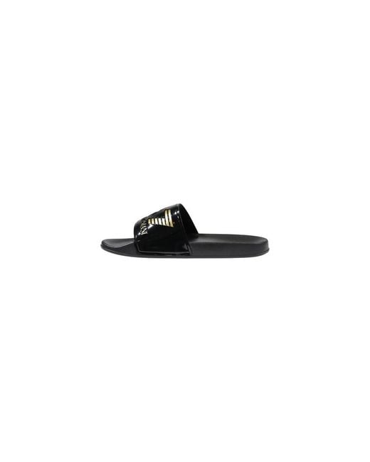 EA7 Black Bicolor Pvc Slippers for men