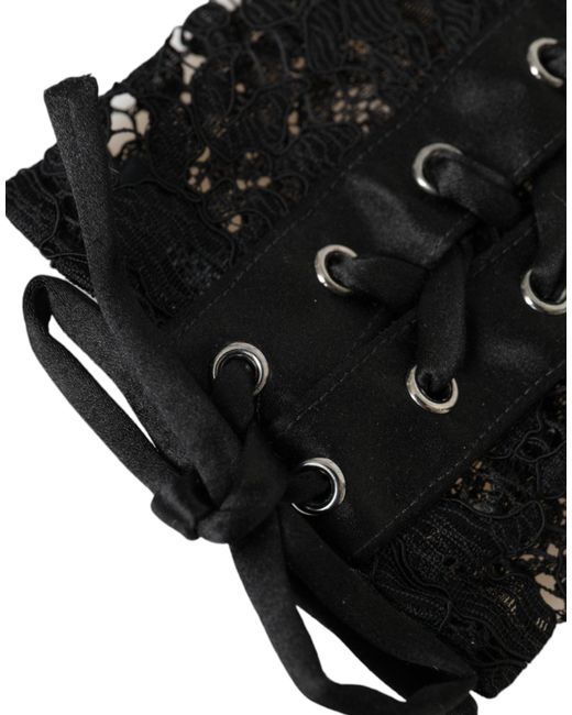 Dolce & Gabbana Black Taormina Lace Elbow Length Gloves