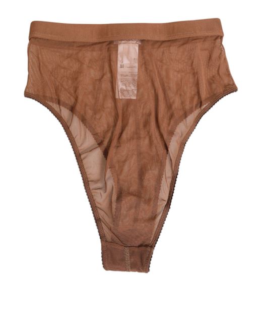 Dolce & Gabbana Brown Sheer Mesh High Waist Briefs Underwear