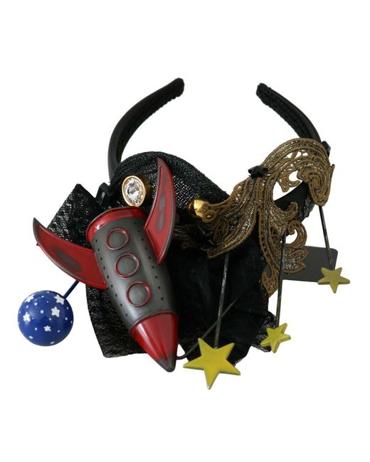 Dolce & Gabbana Black Missile Rocket Crystal Stars Headband Diadem