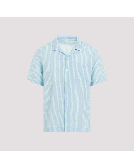 Universal Works Blue Striped Cotton Shirt for men