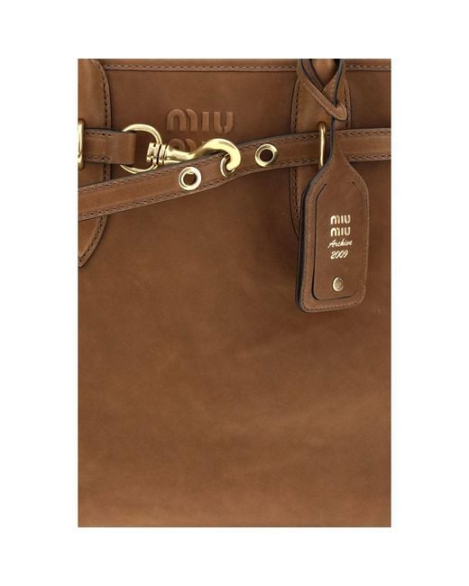 Miu Miu Brown Calf Leather Bos Taurus Shoulder Bag