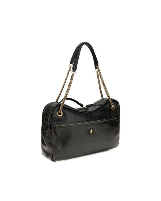 Vivienne Westwood Black Calf Leather Bos Taurus Shoulder Bag