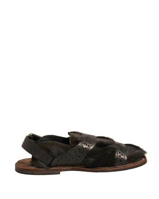 Dolce & Gabbana Black Gazelle Hair Leather Flats Sandals Shoes for men