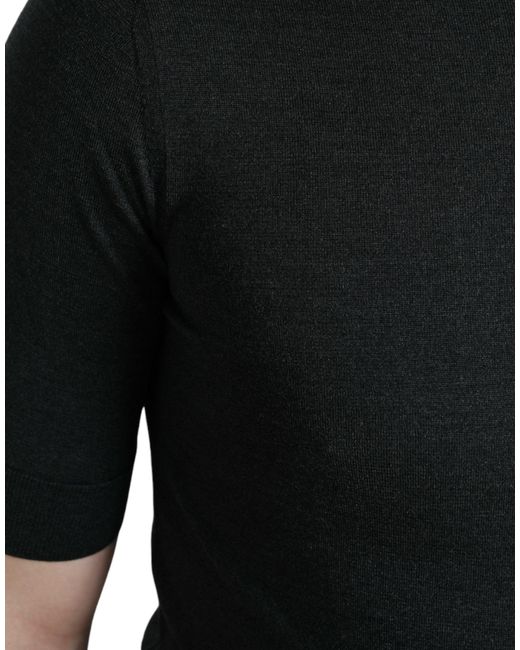 Dolce & Gabbana Black Elegant Silk Crew Neck Tee for men