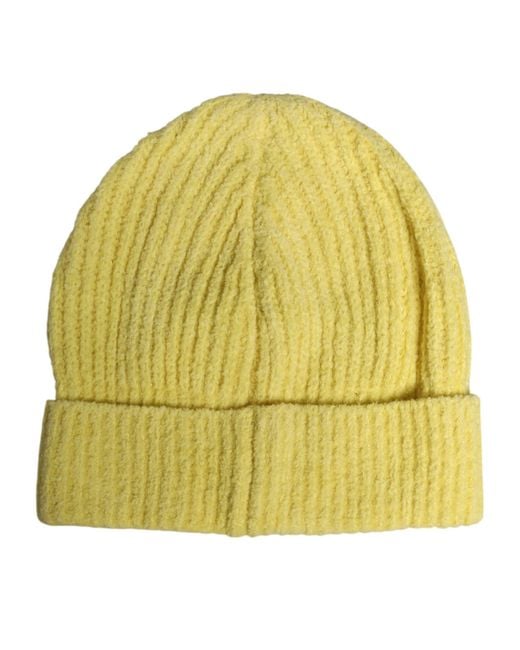 Dolce & Gabbana Yellow Cotton Knitted Winter Beanie Hat for men