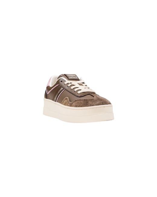 Tommy Hilfiger Pink Brown Artificial Leather Sneakers