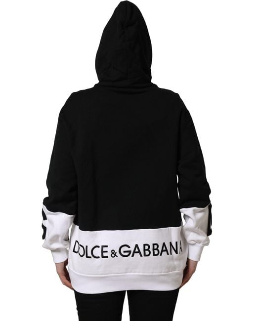 Dolce & Gabbana Blackwhite Appliqué Hooded Sweatshirt Sweater