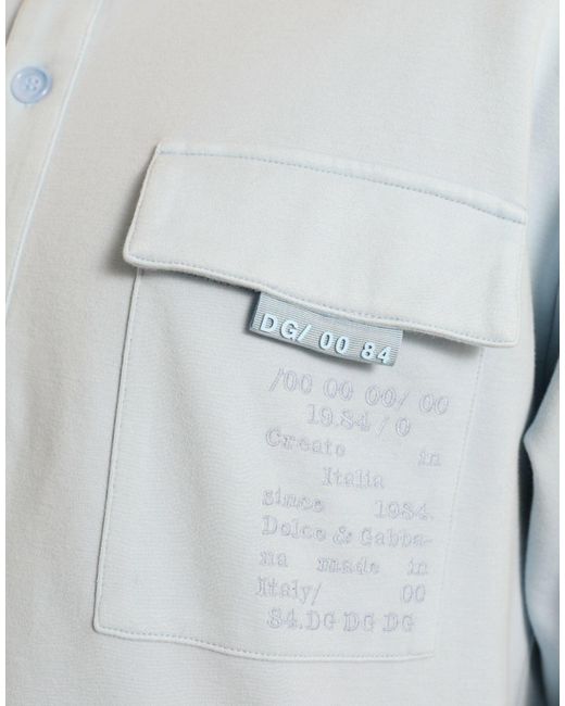 Dolce & Gabbana Blue Cotton Buttoned Pullover Sweater for men