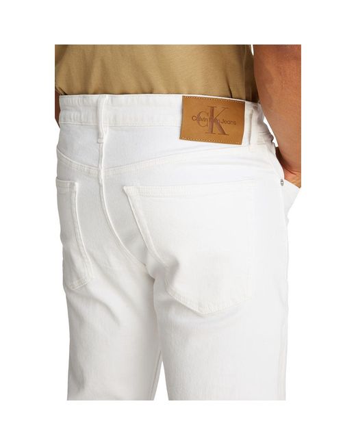 Calvin Klein White Cotton Skinny Jeans for men