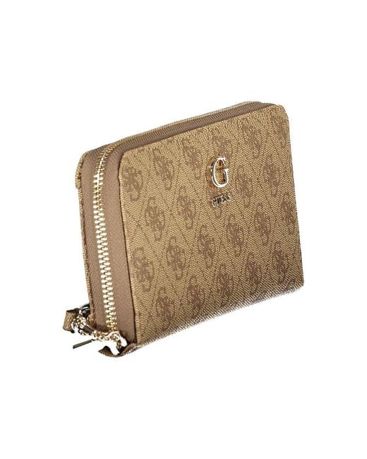 Guess Natural Beige Polyurethane 's Wallet With Functional Compartments