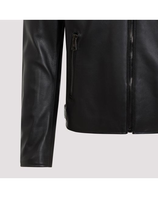 Ralph Lauren Purple Label Black Randall Lined Leather Jacket for men