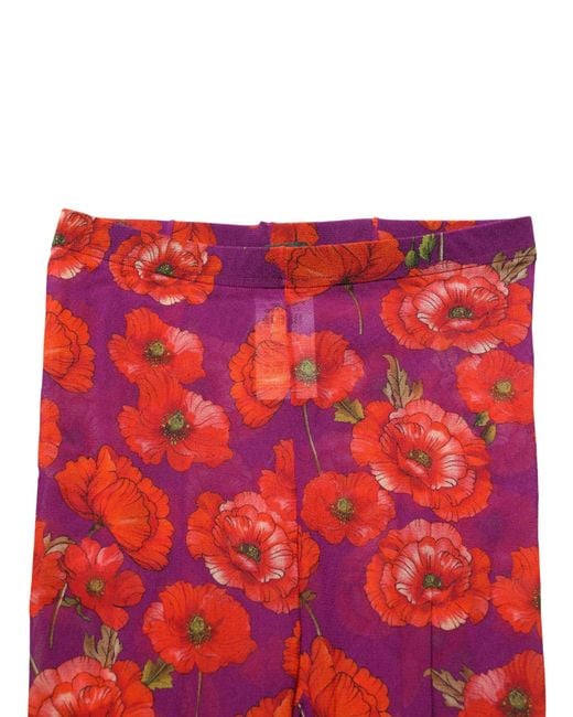 Dolce & Gabbana Red Purple Nylon Floral Print Tights Stockings Socks