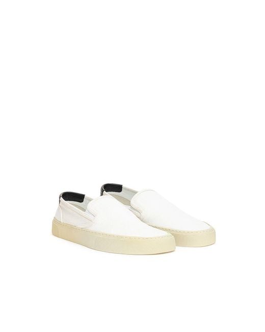 Saint Laurent Natural White Cotton Low Top Sneakers