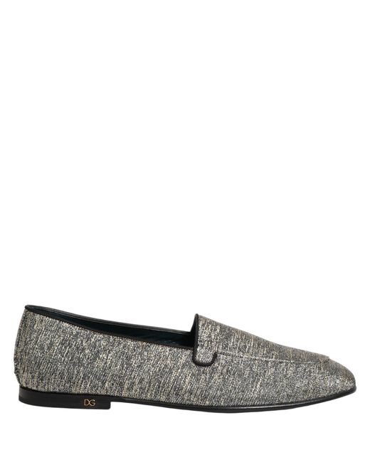 Dolce & Gabbana Gray Glitter Lurex Dg Logo Dress Loafers Shoes for men