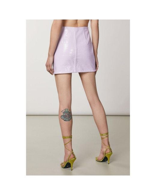 Patrizia Pepe Purple Leather Mini Skirt