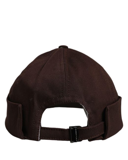 Dolce & Gabbana Black Men Brown Cotton Docker Capello Brimless Hat for men