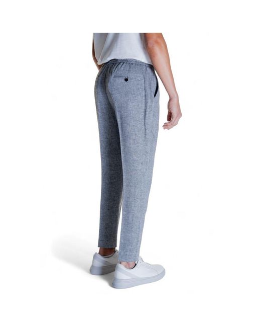 Antony Morato Blue Black Linen Casual Pants for men