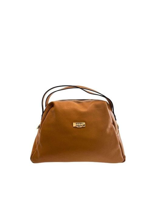 Baldinini Metallic Brown Leather Shoulder Bag