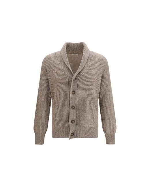 Brooksfield Gray Beige Wool Oves Aries Cardigan for men