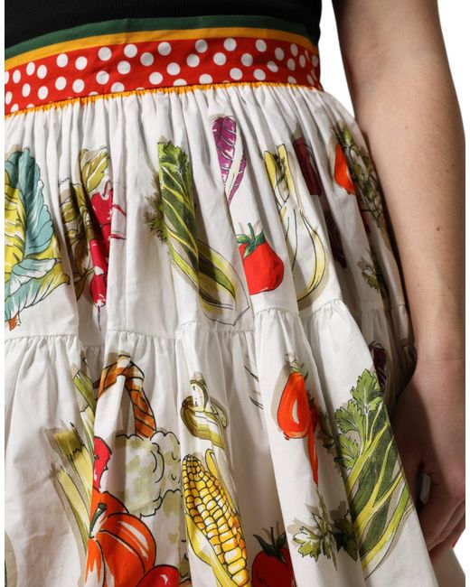 Dolce & Gabbana Multicolor Vegetable Print Short Poplin Mini Skirt