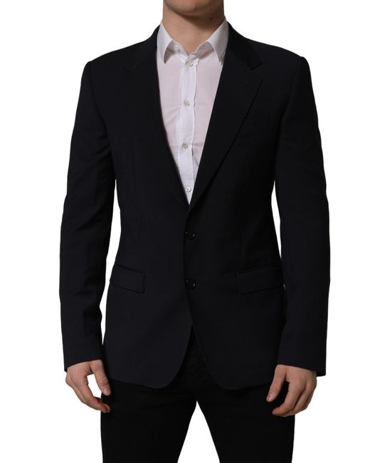 Dolce & Gabbana Dark Blue Wool Single Breasted Men Blazer Jacket for men