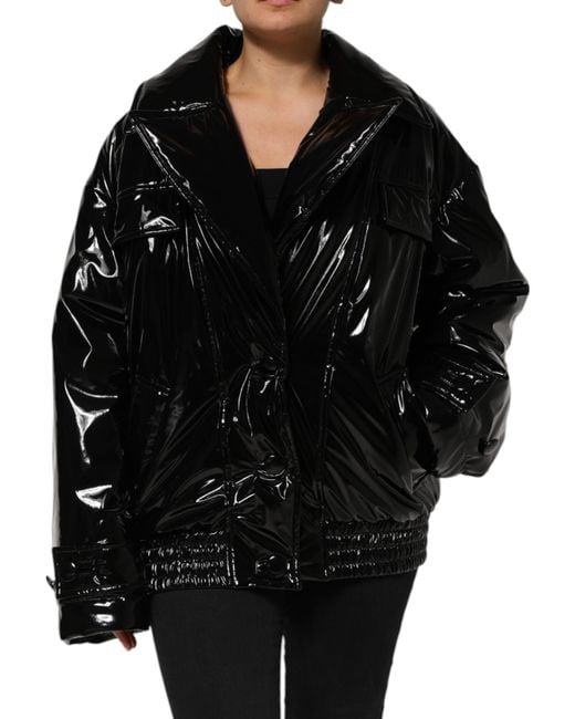 Dolce & Gabbana Black Polyester Button Down Blouson Jacket