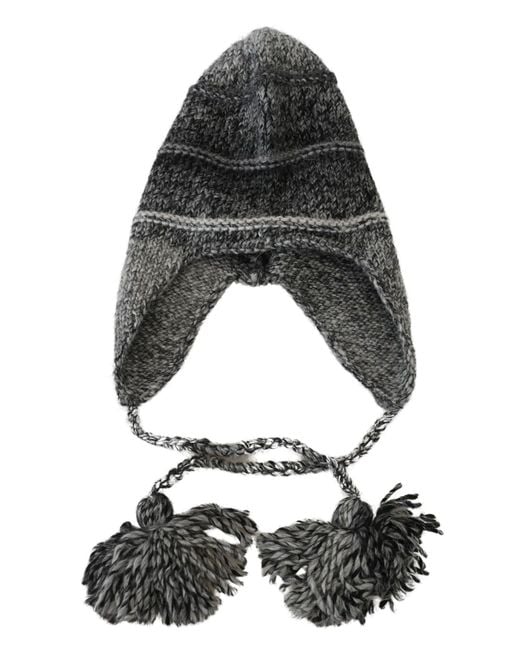 Dolce & Gabbana Black Warm Fleece Ear Flaps Knit Beanie Hat for men