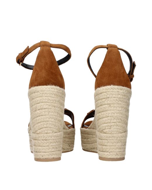 Versace Brown Leather Wedge Sandals