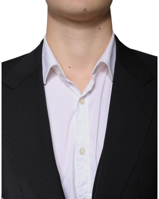 Dolce & Gabbana Black Wool 3 Piece Slim Fit Formal Suit for men