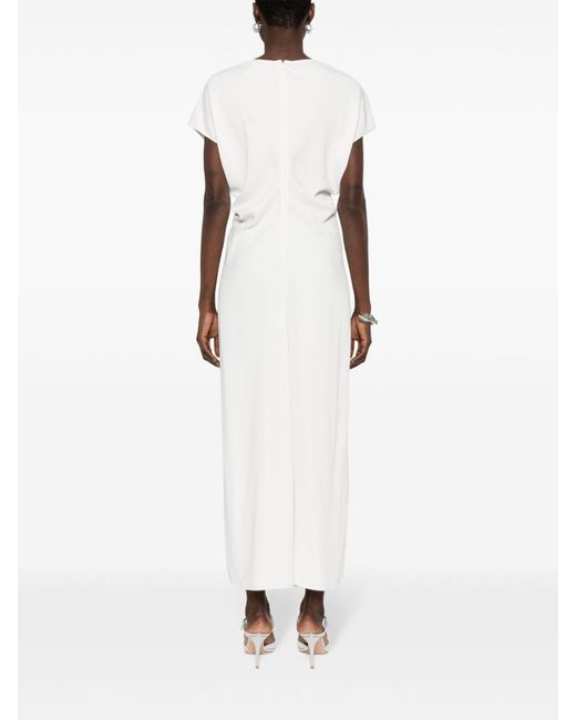 P.A.R.O.S.H. White Ruched Cady Midi Dress