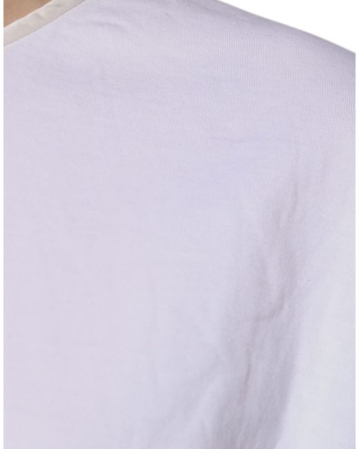 Dolce & Gabbana White Cotton Silk Round Neck Wrap Blouse Top