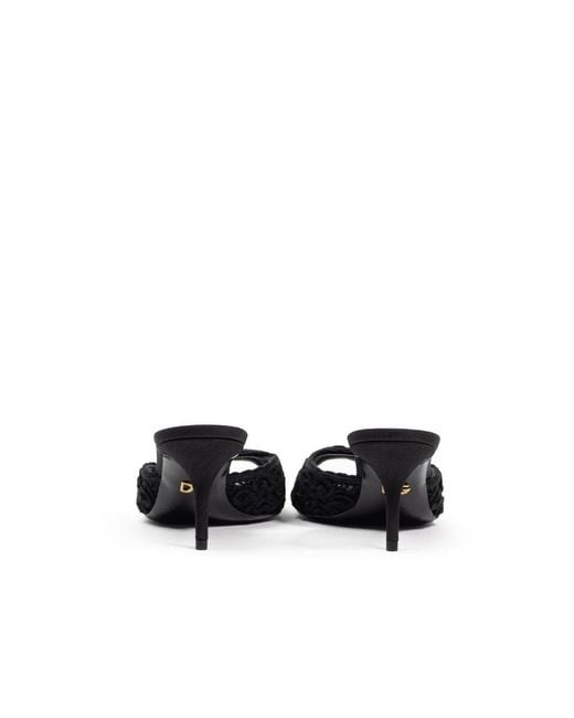 Dolce & Gabbana Black Cotton Mules