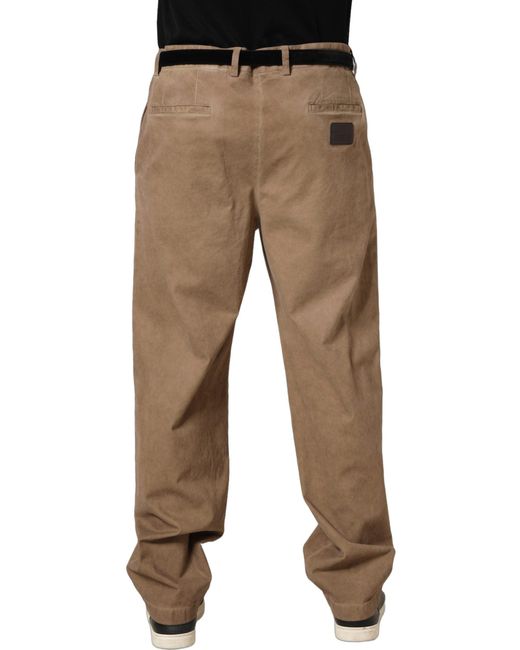 Domenico Tagliente Natural Beige Cotton Straight Leg Men Trouser Pants for men