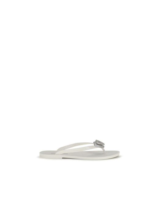 Mach & Mach White Rubber Flat Sandals
