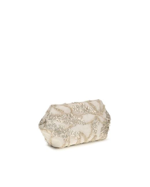 Brunello Cucinelli White Beige Silk Clutch Bag