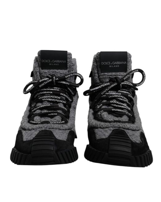 Dolce & Gabbana Gray Black Ns1 High Top Boots Sneakers Shoes
