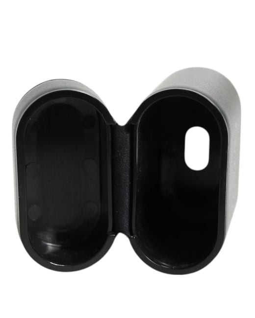 Dolce & Gabbana Black Leather Logo Print Flip Holder Men Airpods Case for men