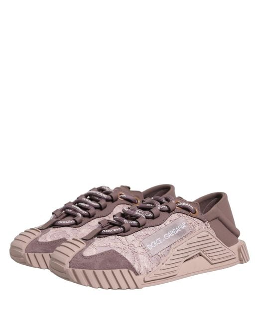 Dolce & Gabbana Pink Lace Ns1 Low Top Sneaker Sports Shoes