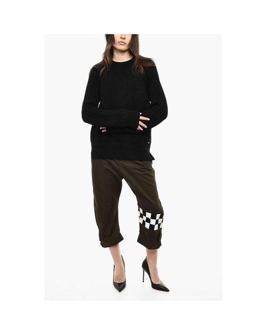 DSquared² Black Oversize Fit Virgin Wool Crew