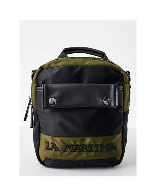 La Martina Black Nylon Crossbody Bag for men